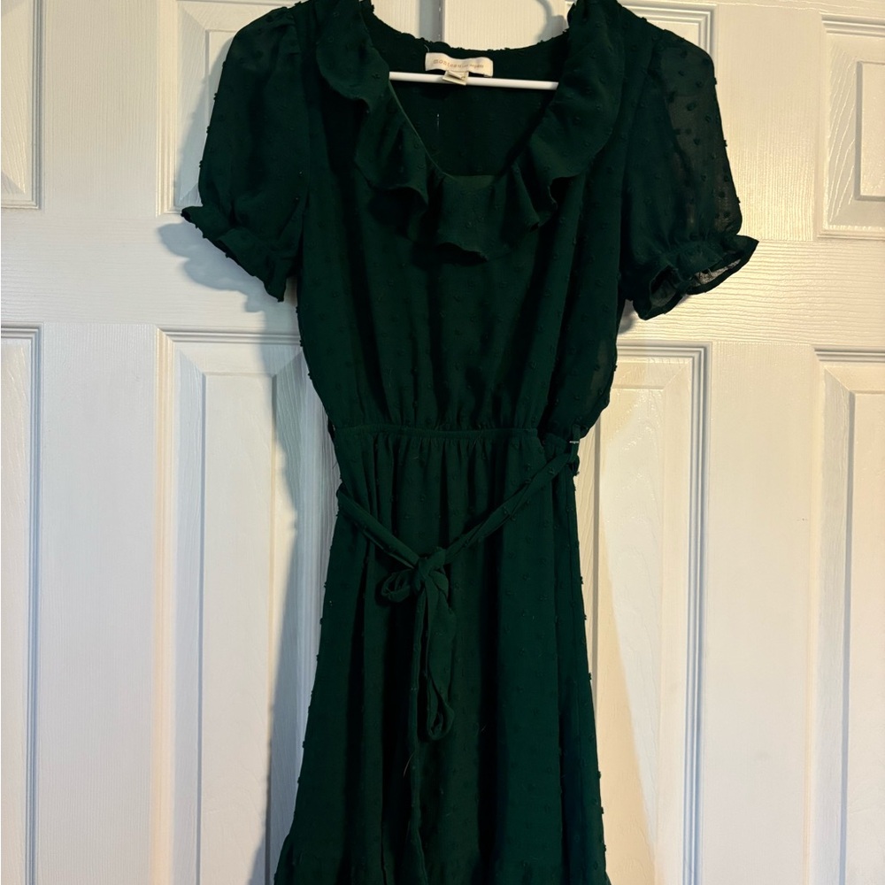 Elegant Green Ruffle Dress